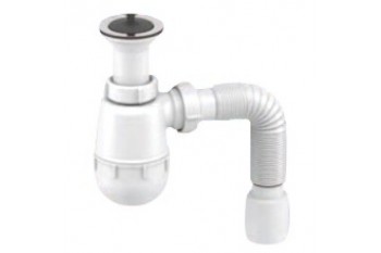 Сифон для умивальника «Тюльпан» з нерж.випуском 1 ½" і відведенням для пральних машин і гнучкою труб