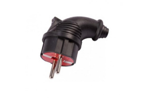 NX2001 Вилка кутова з заземленням,каучук чорна (30/180)