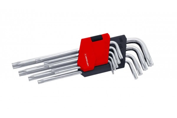 Набір Г-подібних шестигр. ключів (TORX, подовжені), 9 шт., Т10-Т50 MERCURY (ящ.15/60)