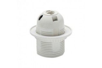 Патрон Е27 пластиковий з юбкою повна різьба YK765B (50/100) (БО!)