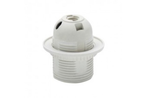 Патрон Е27 пластиковий з юбкою повна різьба YK765B (50/100) (БО!)