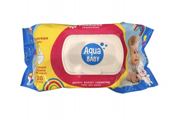 Серветки вологі, Aqua baby, 120шт/уп