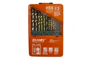 Набір свердел по металу ZhiWei Р6М5 (HSS) Ø1,5-6,5мм 13шт