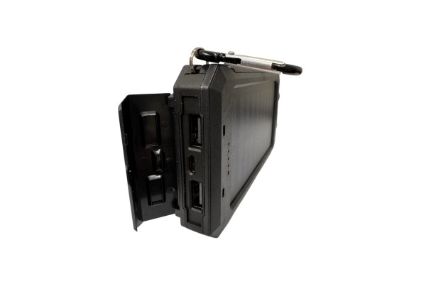 Павербанк сонячний 20000 мАч з ліхтариком, компасом та сонячною панеллю, водонепроникний