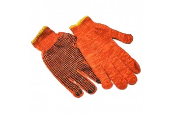 Рукавички Х/Б помаранчевий (жовтий кант) (min.12) (600 шт)