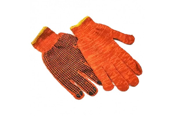 Рукавички Х/Б помаранчевий (жовтий кант) (min.12) (600 шт)