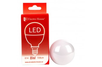 LED лампа шар P45 E14  8 Вт  4100К ELECTRO HOUSE (е)