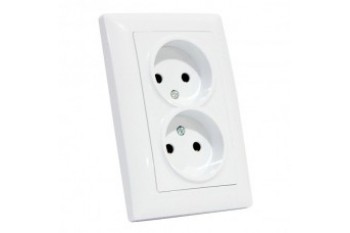 Розетка подвійна б / з (мат термопластик) 16 А  Enzo  Білий ELECTRO HOUSE (е)