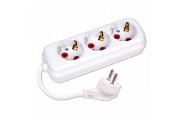 Мережевий фільтр 3 гнізда із заземленням, 3 метри (сірий)  ELECTRO HOUSE (е)