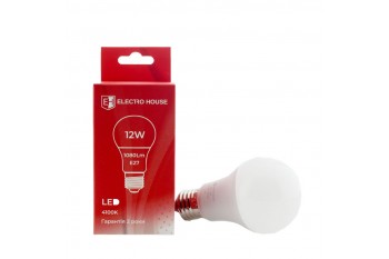 LED лампа A60  E27  12 Вт  4100К ELECTRO HOUSE (е)
