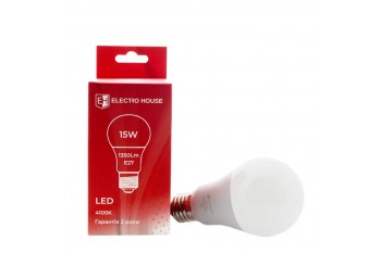 LED лампа А65  E27  15 Вт  4100К ELECTRO HOUSE (е)