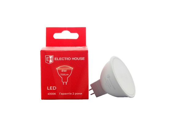 LED лампа GU5.3  8 Вт  4100К ELECTRO HOUSE (е)