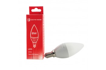 LED лампа свіча E14  8 Вт  4100 ELECTRO HOUSE (е)