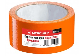 Стрічка малярна армована 48 мм 50 м фасадна помаранчова Mercury