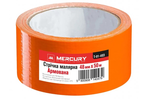 Стрічка малярна армована 48 мм 50 м фасадна помаранчова Mercury