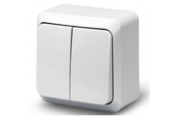 Вимикач 2-й накладний SVT-9104 IP54 Сірий (8/160)