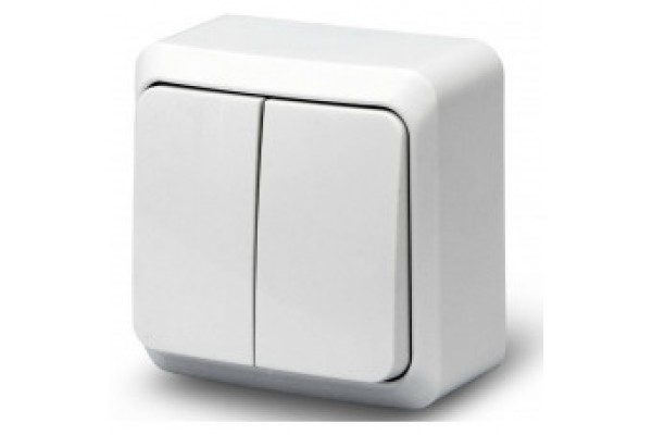 Вимикач 2-й накладний SVT-9104 IP54 Сірий (8/160)