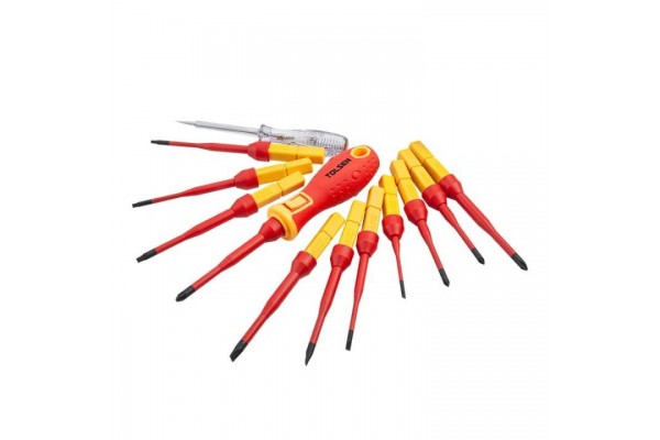 Комплект діелектрична викрутка змінні стрижні 13 предметів, тканевий пенал Tolsen