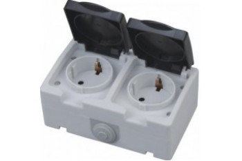 Розетка 2-а накладна із з/к [16А IP54] SVT-9112 Сіра (4/80)