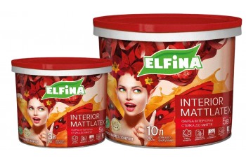 ELFINA Фарба інтер'єрна стійка до миття "INTERIOR MATTLATEX" біла , 14 кг (10 л.)